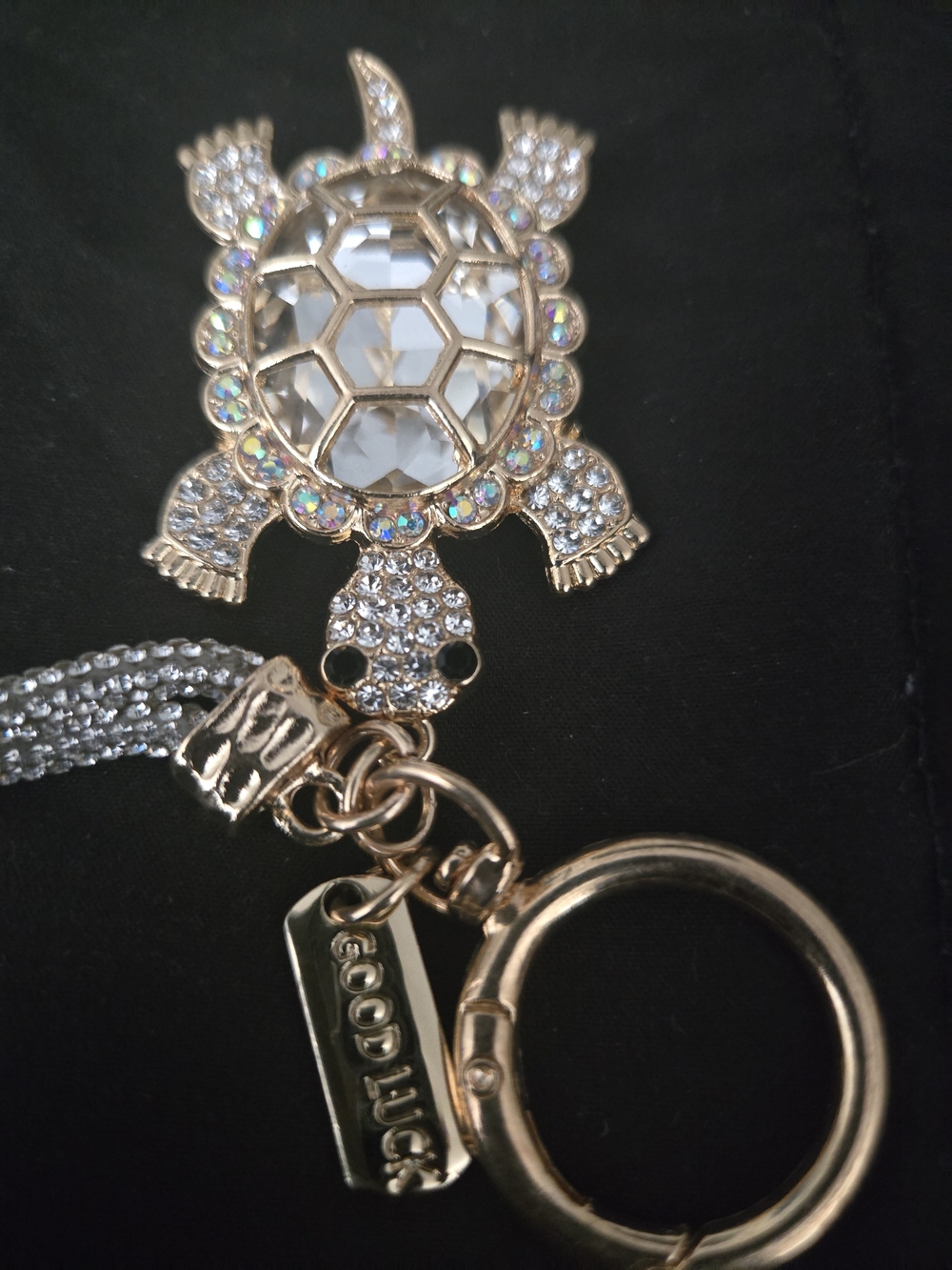Gold Turtle Crystal Keychain - Good Luck Charm